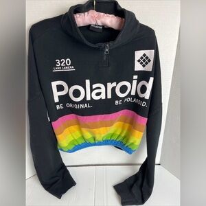 Polaroid cropped 1/4 zip sweatshirt black